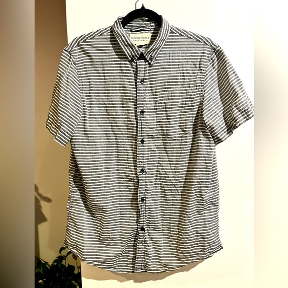 Ralph Lauren Denim & Supply Striped  Button Up Casual Men Shirt White&gray L/G - Picture 2 of 13